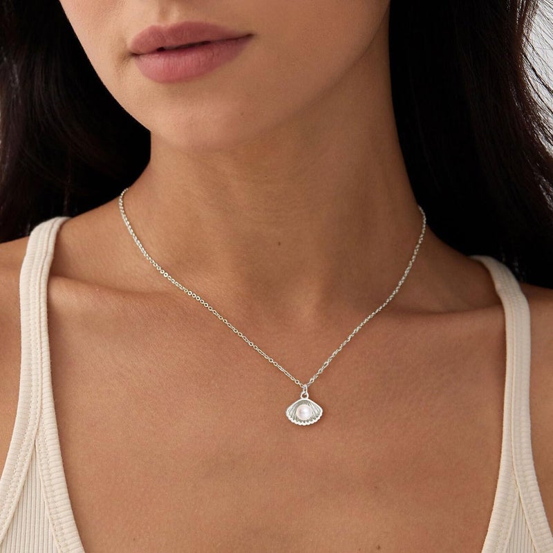 PRTGL Store Pearl Necklace: 14K Gold-Plated/White Gold-plated Pearl Necklace for Women 16.5” + 2” - Image 2